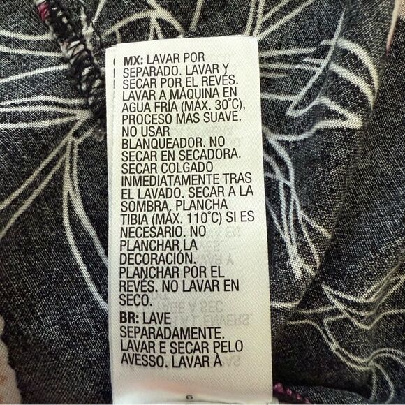 Roxy Black and Pink Floral Sundress with Ruffle Hem and Spaghetti Straps XS - Picture 10 of 12